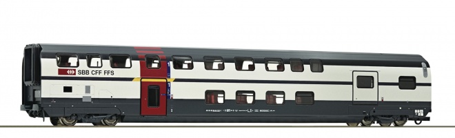 Double deck passenger car 1st class with baggage compartment<br /><a href='images/pictures/Roco/Roco-74501.jpg' target='_blank'>Full size image</a>